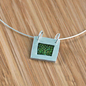 square glitter necklace